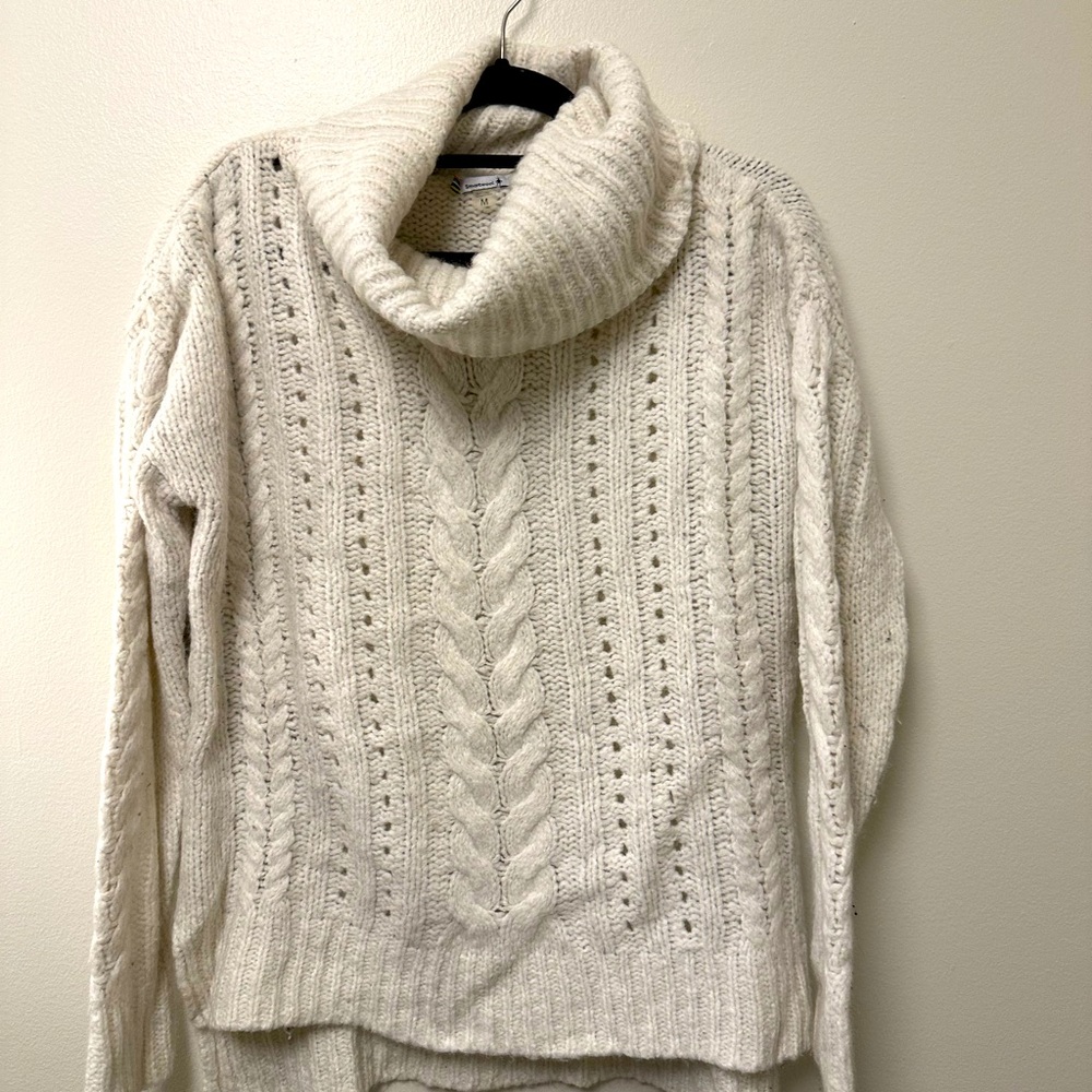 White Smartwool Cowl Turtleneck Sweater